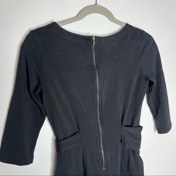 Peruvian Connection Pima Cotton Stretch Sash Black Midi Knee Length Dress Sz XS - Picture 7 of 11